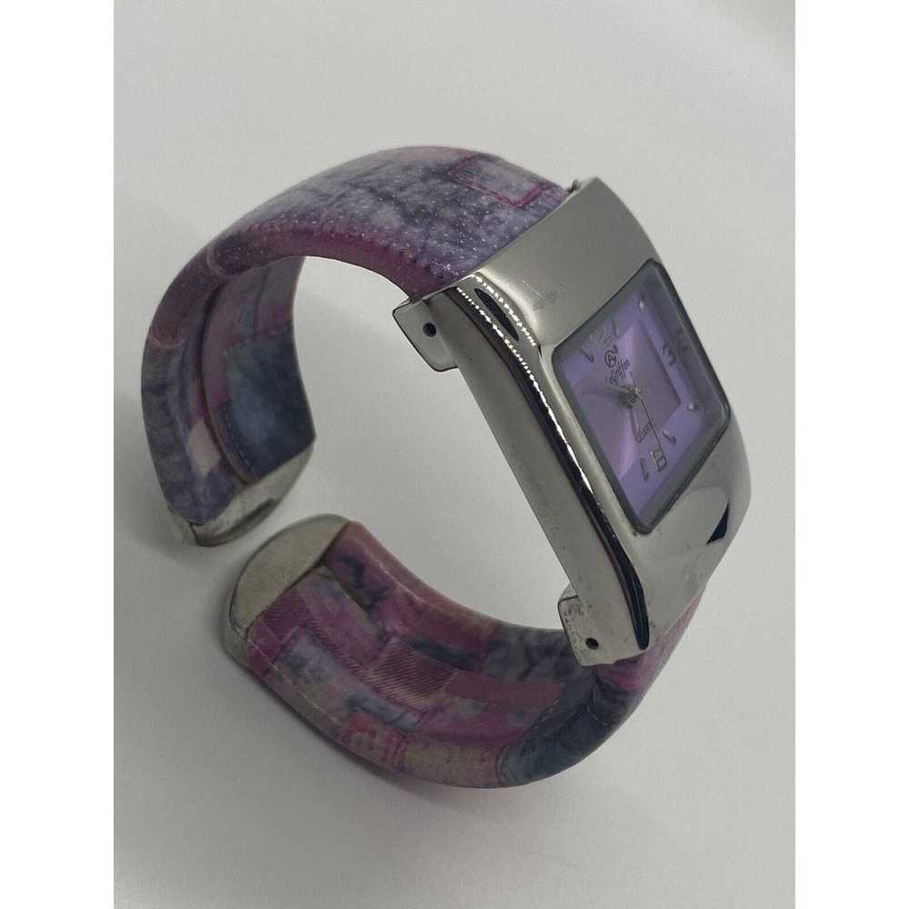 Vintage LEGRIFFON Quartz Cuff Bracelet Watch Purp… - image 9