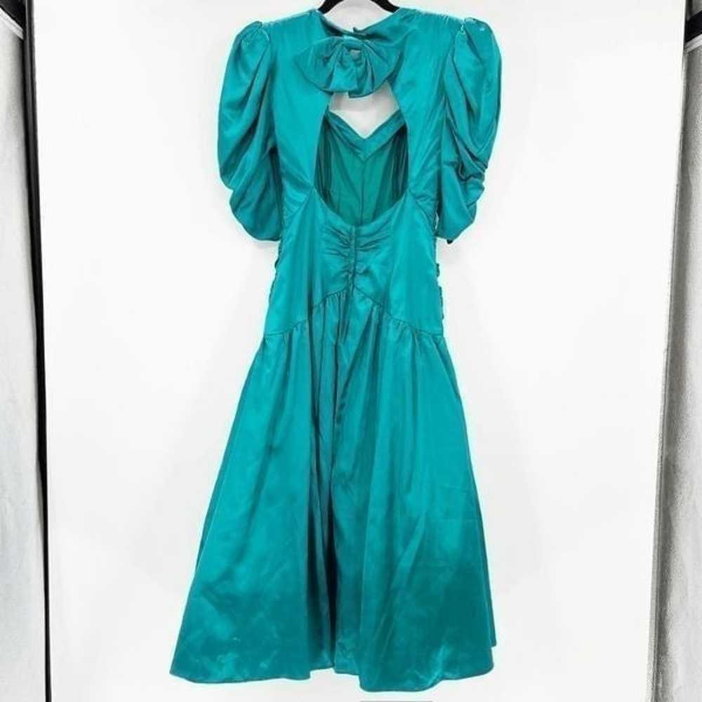 Vintage Jessica McClintock Gunne Sax Green Silk R… - image 2