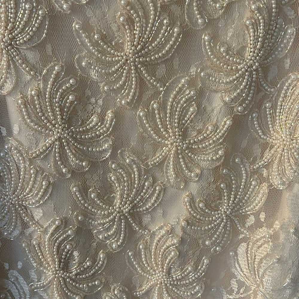 Vintage SCALA | Ivory White Lace Pearl Cocktail M… - image 3