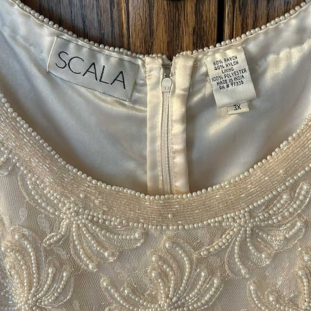 Vintage SCALA | Ivory White Lace Pearl Cocktail M… - image 4