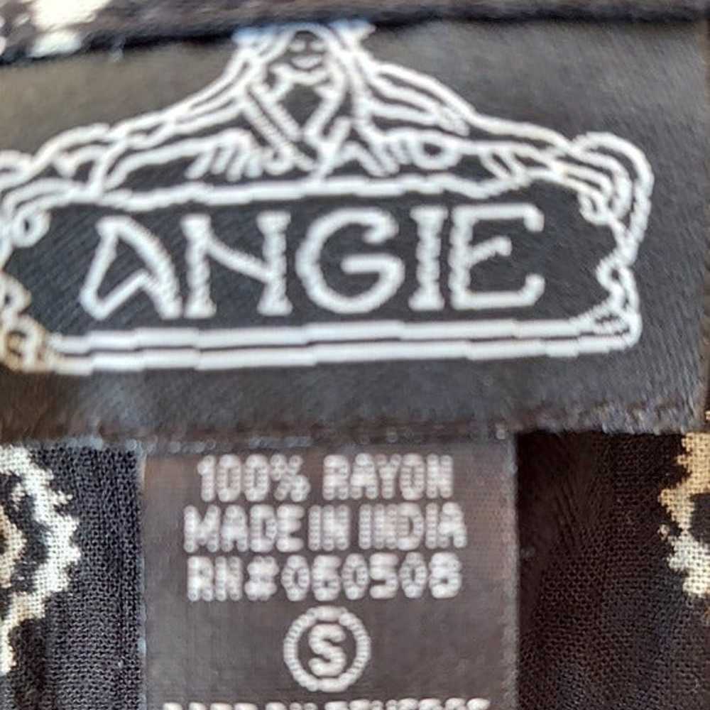 Angie Womens Cold Shoulder Black White Boho Print… - image 6
