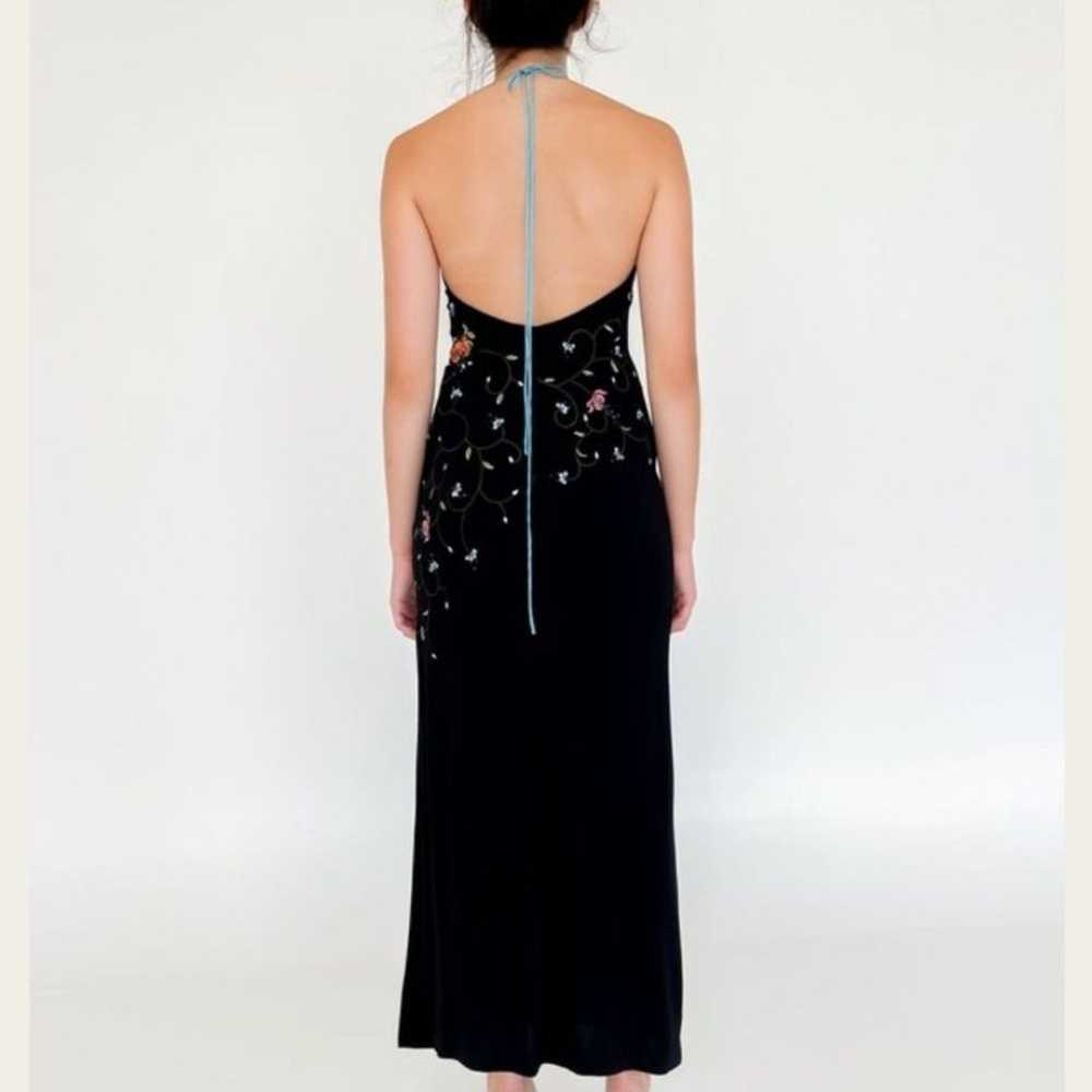 Vintage 90's black flower embroidered dress. Size… - image 3