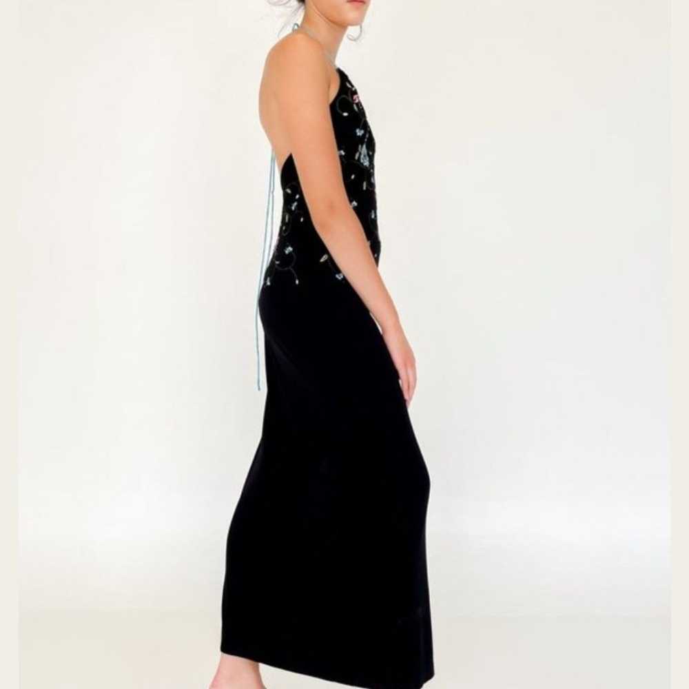 Vintage 90's black flower embroidered dress. Size… - image 4