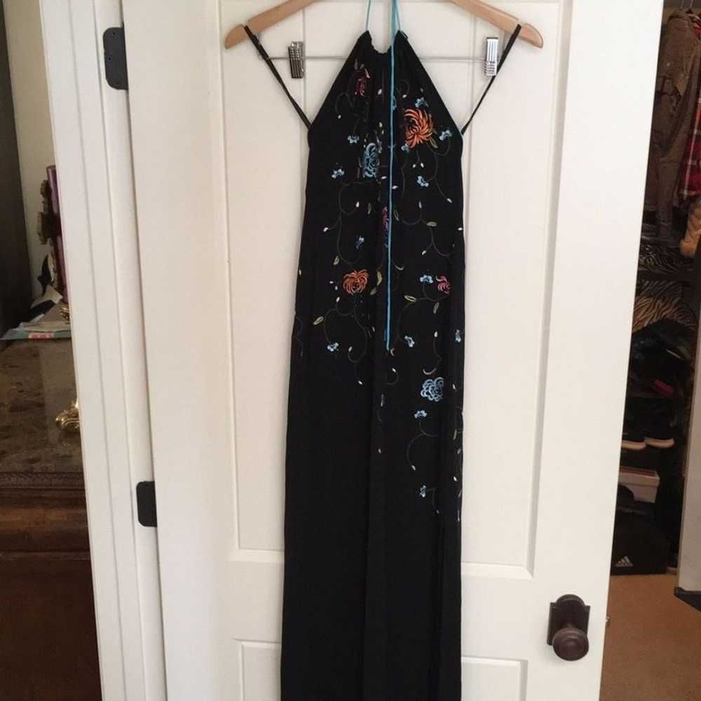 Vintage 90's black flower embroidered dress. Size… - image 5