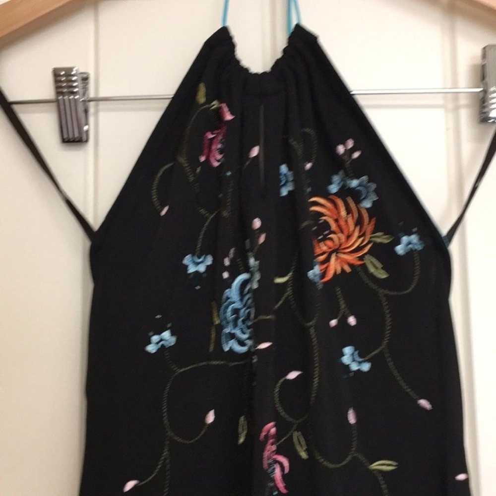 Vintage 90's black flower embroidered dress. Size… - image 6
