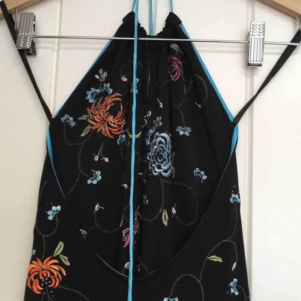 Vintage 90's black flower embroidered dress. Size… - image 8