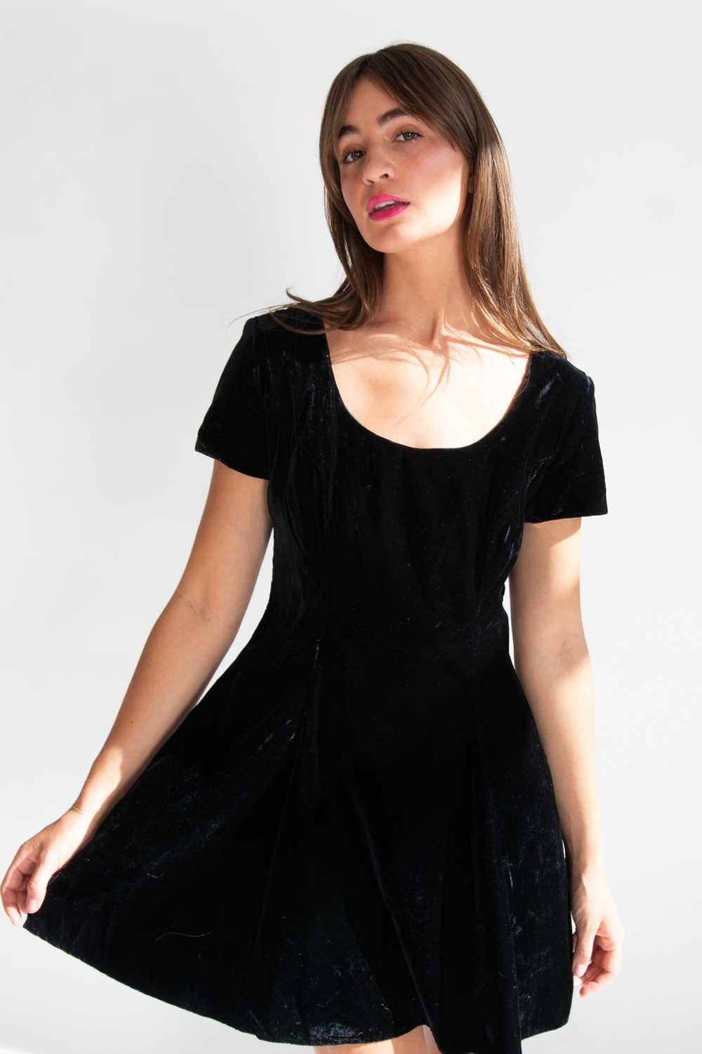 Vintage Rhapsody Black Velvet Dress - image 1