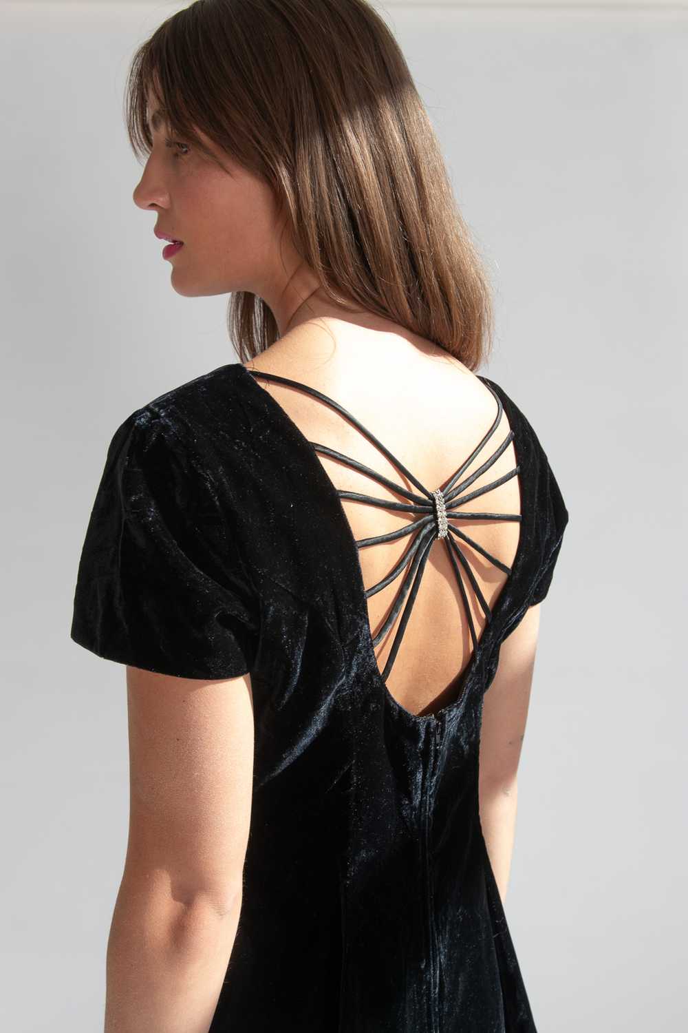 Vintage Rhapsody Black Velvet Dress - image 5