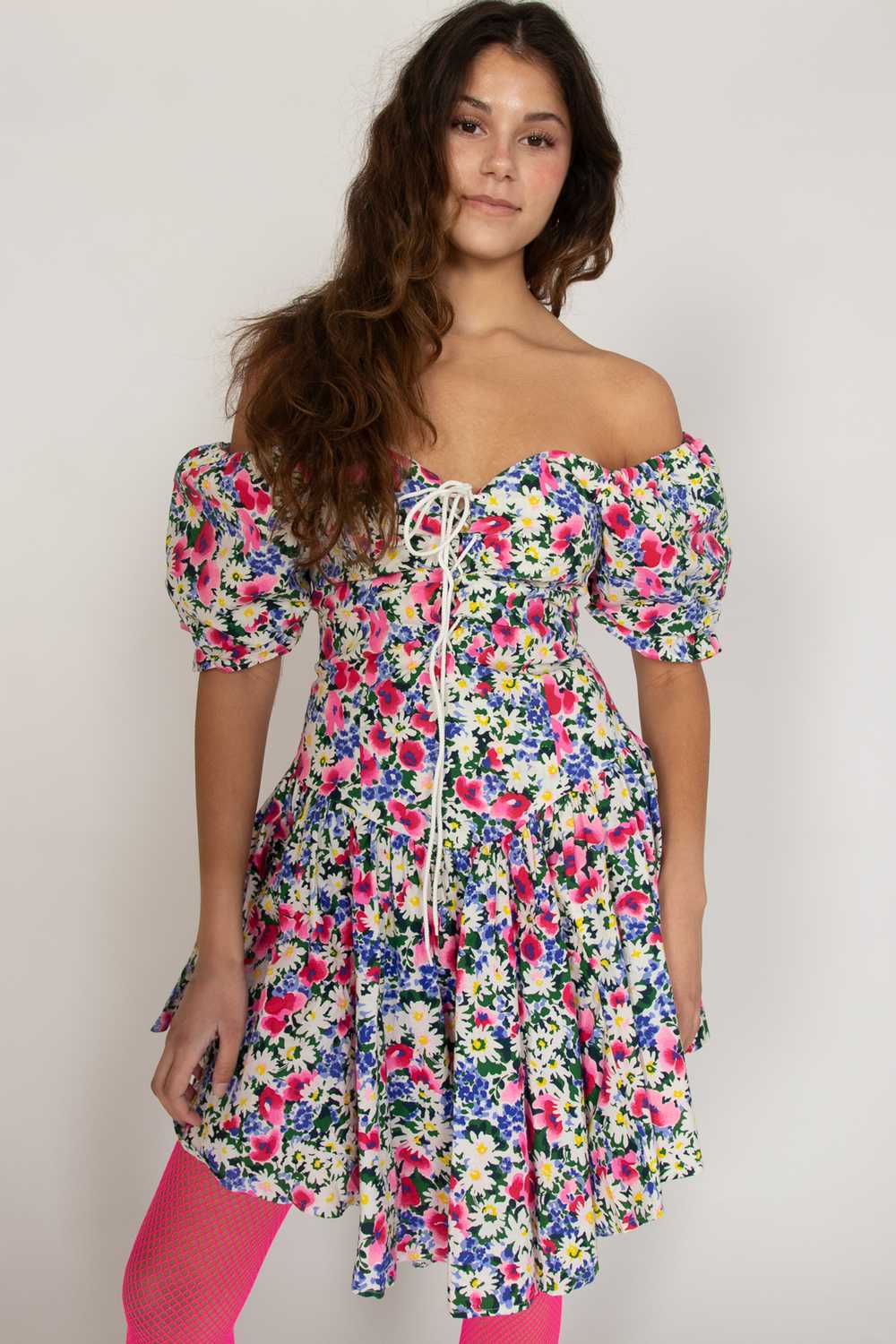 Vintage Puff Sleeve Floral Dress - image 3