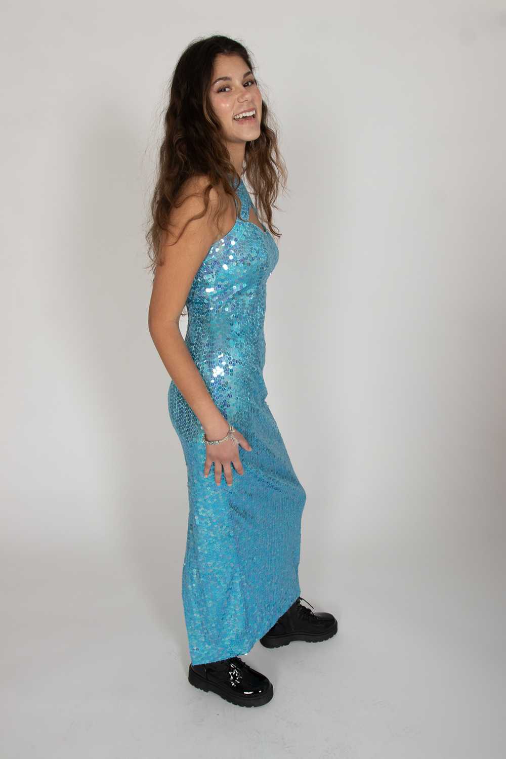 Vintage Adrianna Papell Blue Sequin Dress - image 3