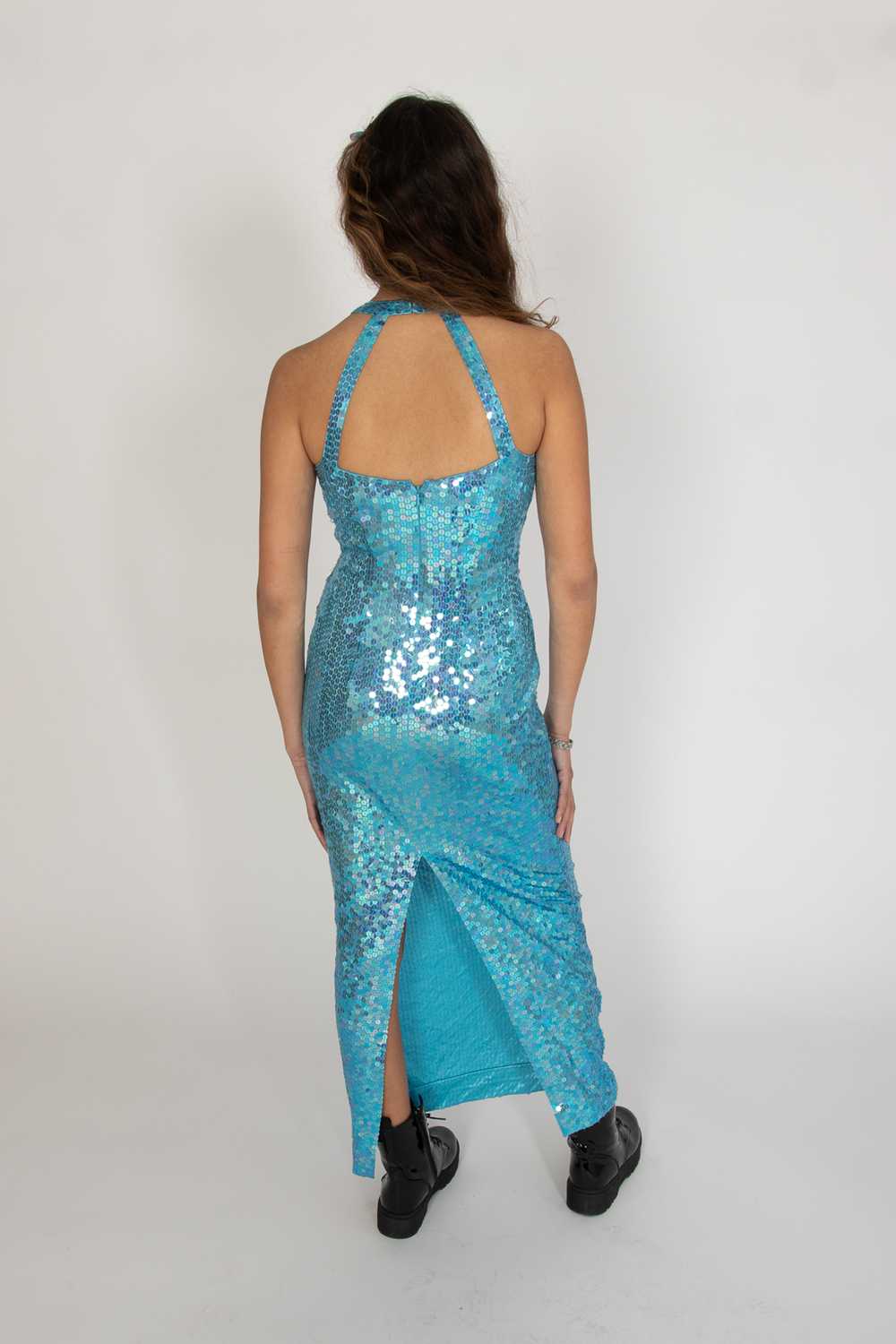 Vintage Adrianna Papell Blue Sequin Dress - image 5