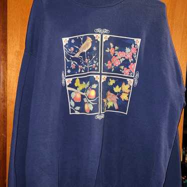 Vintage 90s Willow Bay Floral Collared Sweater Ma… - image 1