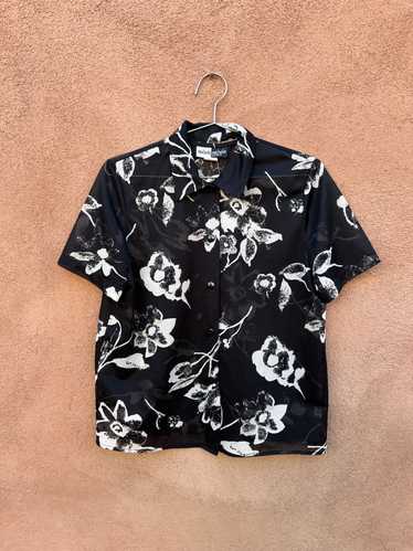 Black & White Sheer Floral 90's Blouse, Michelle M