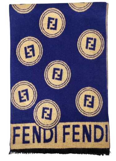 Fendi Fendi Navy Reversible Merino Wool Scarf