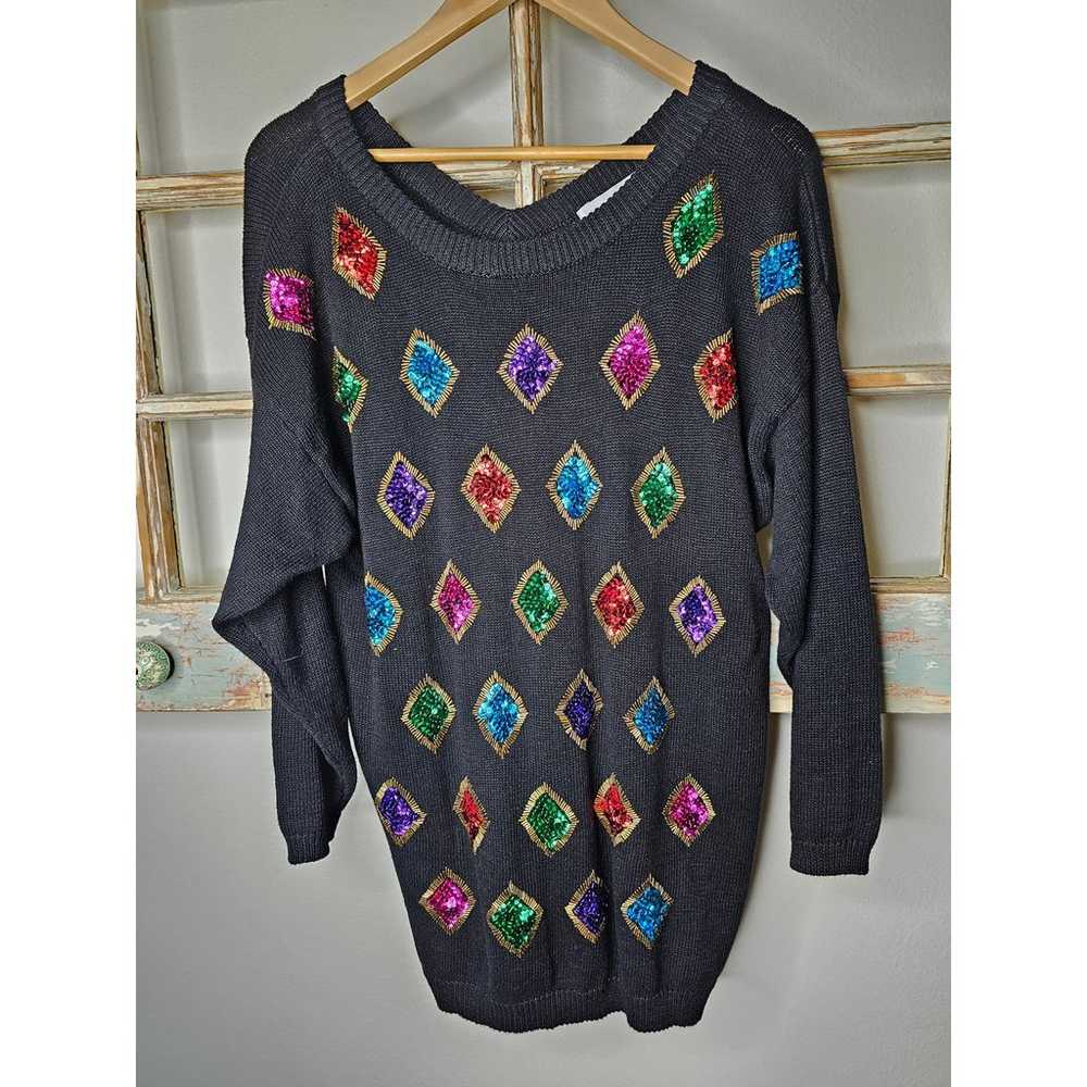 Vintage Barbara Scott Black Sweater with Sequence… - image 2