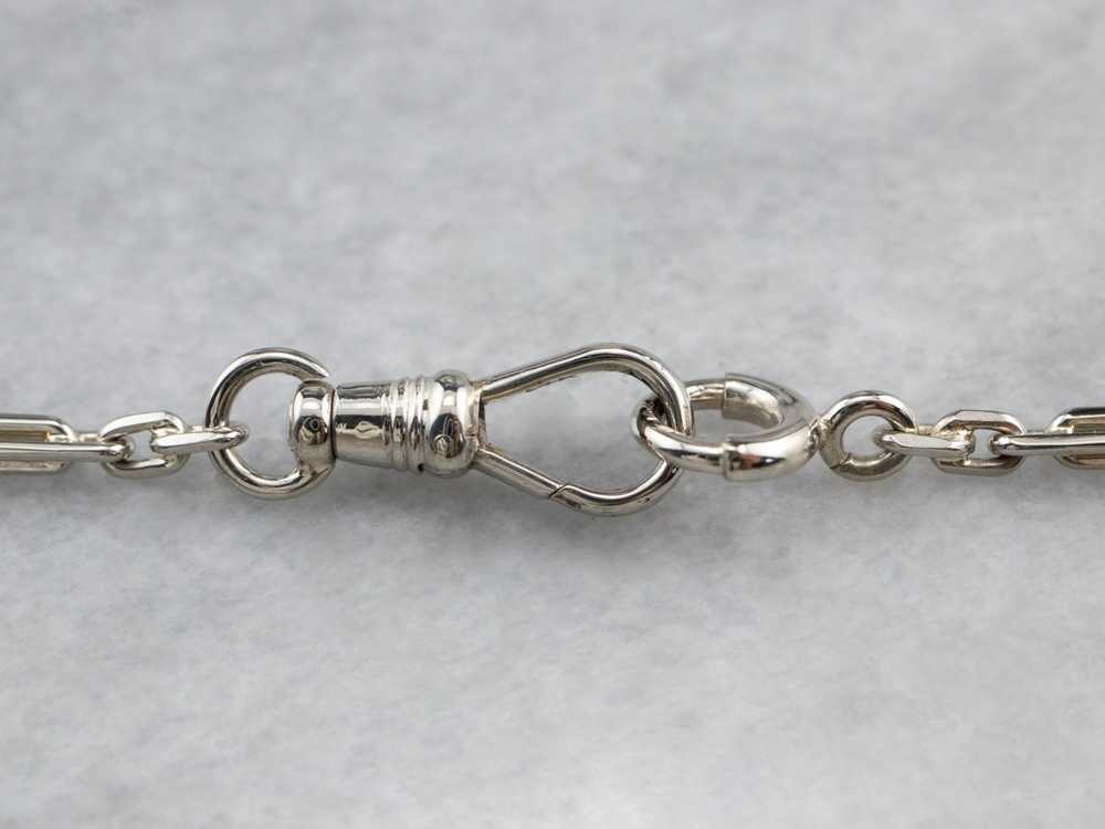 Vintage White Gold Bar Link Watch Chain - image 4