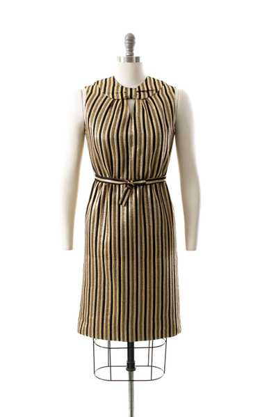 NEW ARRIVAL || 1960s Metallic Gold Striped Shift D
