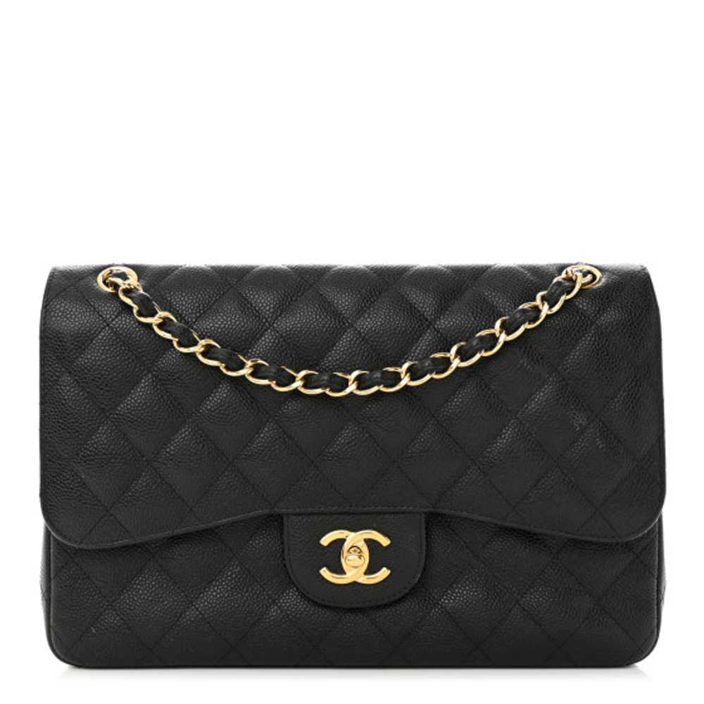 CHANEL Caviar Quilted Jumbo Double Flap Black - image 1