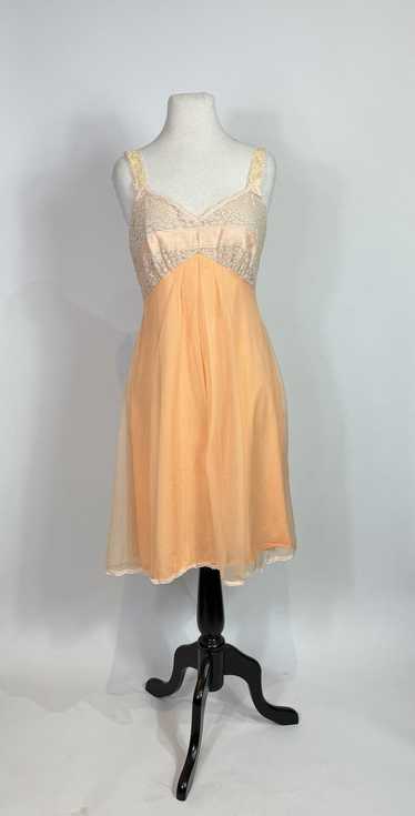 1950s - 1960s Orange Nylon and Lace Babydoll Slip 
