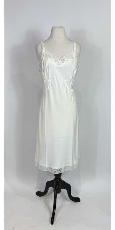 1950s - 1960s Barbizon White Crepe Lace Slip Dress