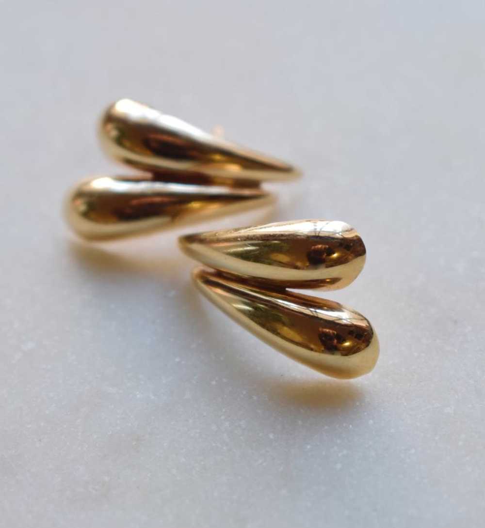 14K Gold Double Teardrop Earrings | Used,… - image 1