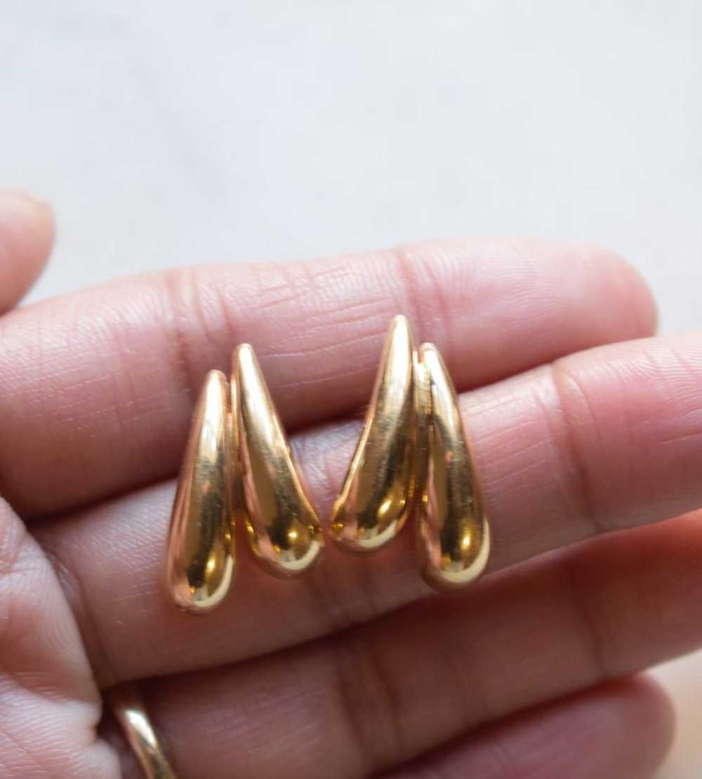 14K Gold Double Teardrop Earrings | Used,… - image 3