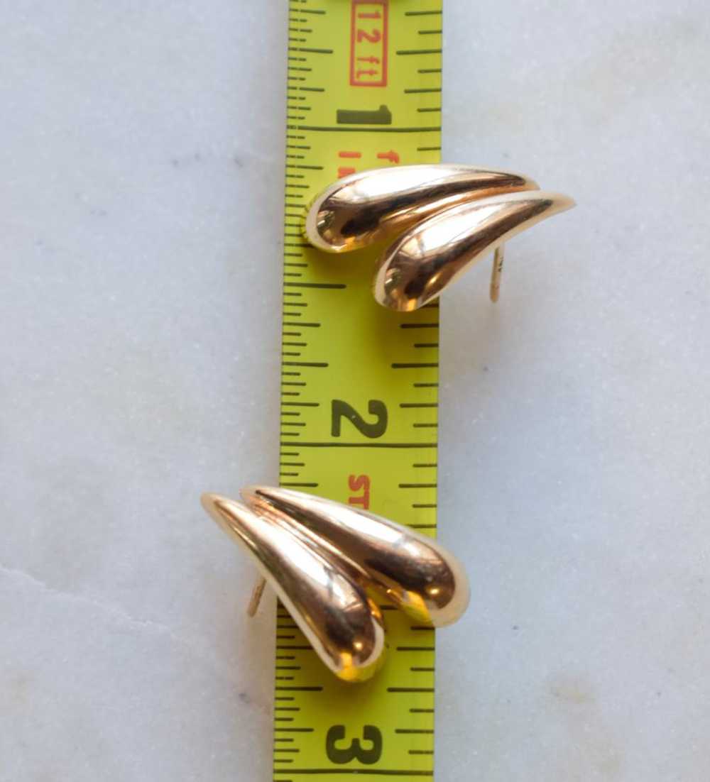 14K Gold Double Teardrop Earrings | Used,… - image 4