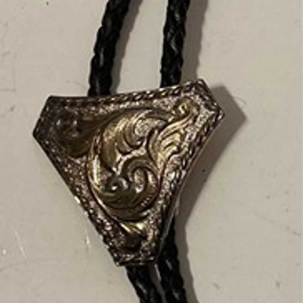 Vintage Metal Bolo Tie, Nice Triangle Design, Nic… - image 2
