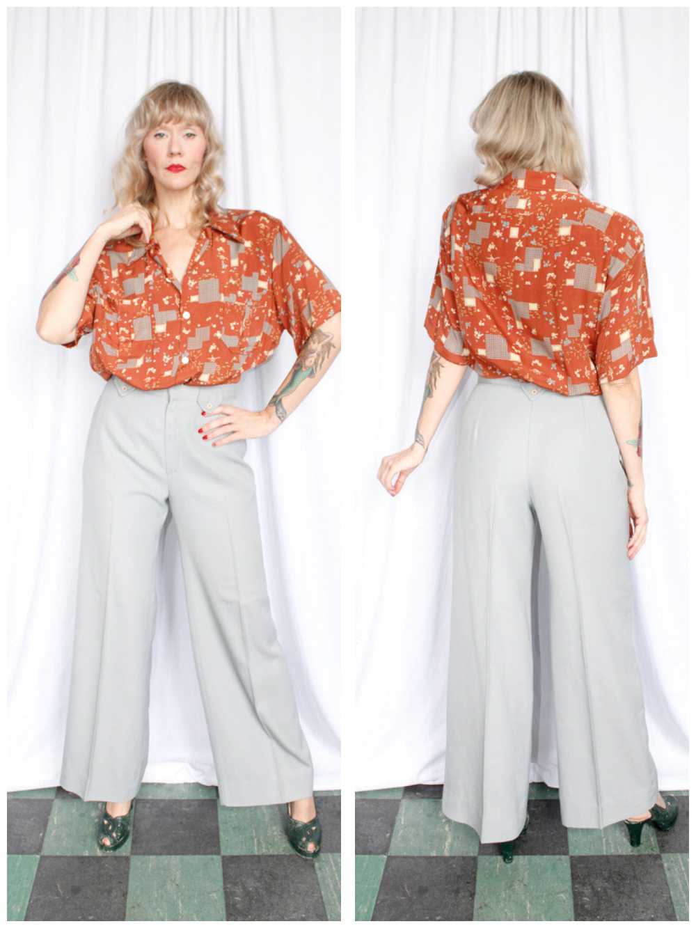 1970s does 40s Happy Legs Wide Leg Pants - 30" - image 2