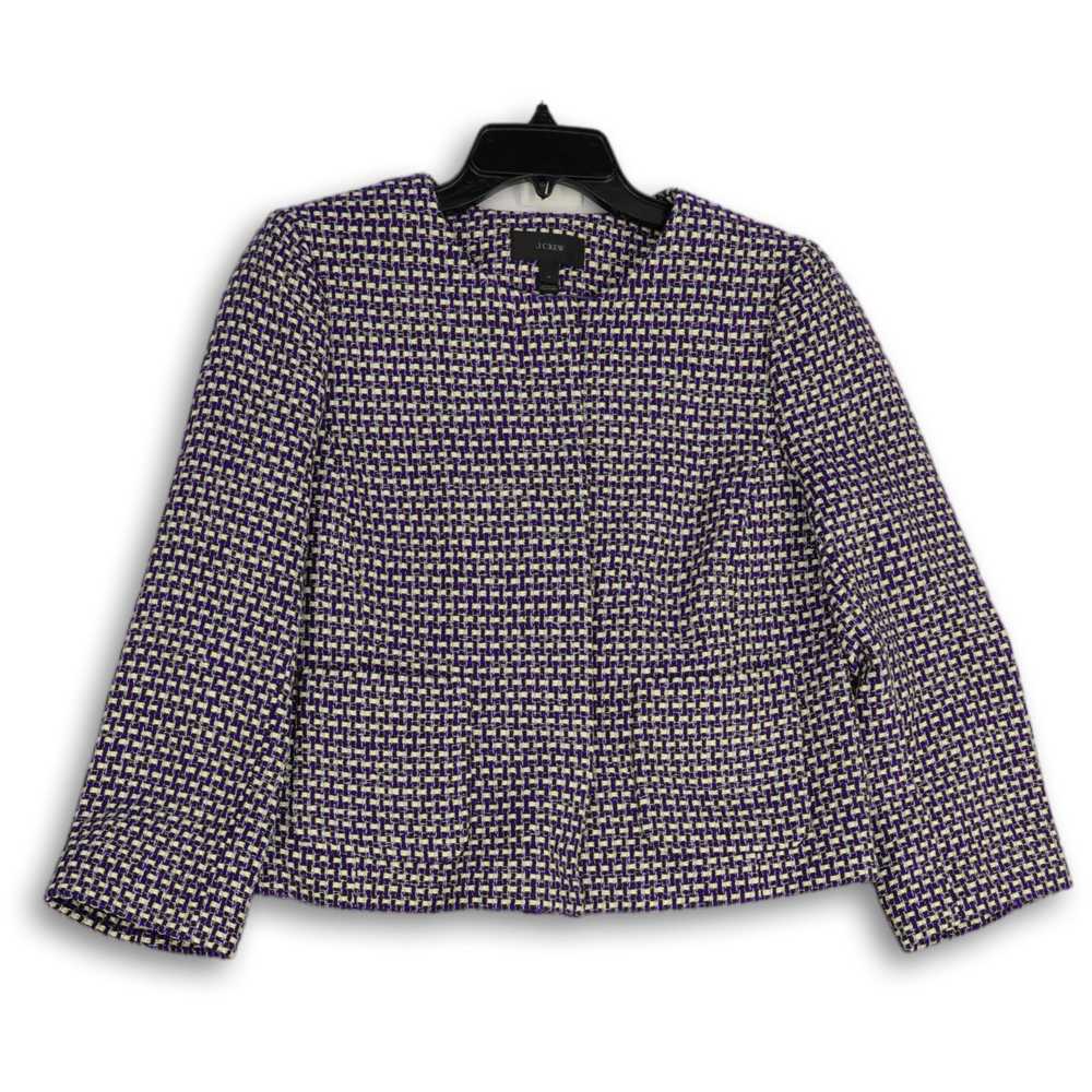 J. Crew Womens Purple Tweed Long Sleeve Collarles… - image 1