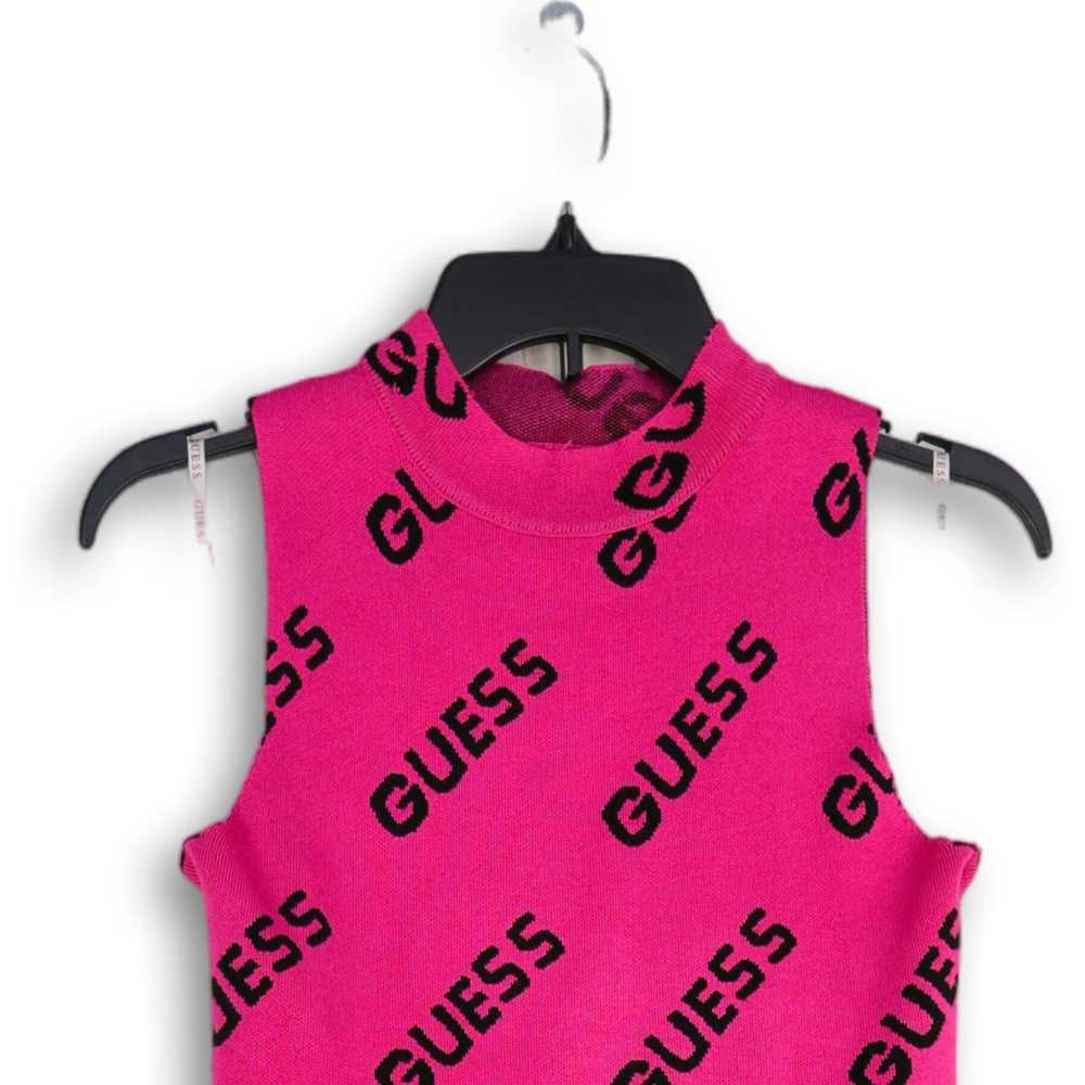 Guess Womens Pink Printed Knitted Mock Neck Sleev… - image 3
