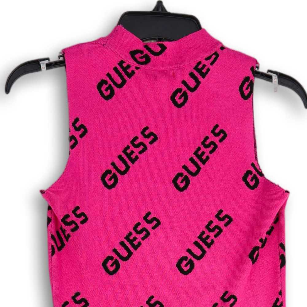 Guess Womens Pink Printed Knitted Mock Neck Sleev… - image 4