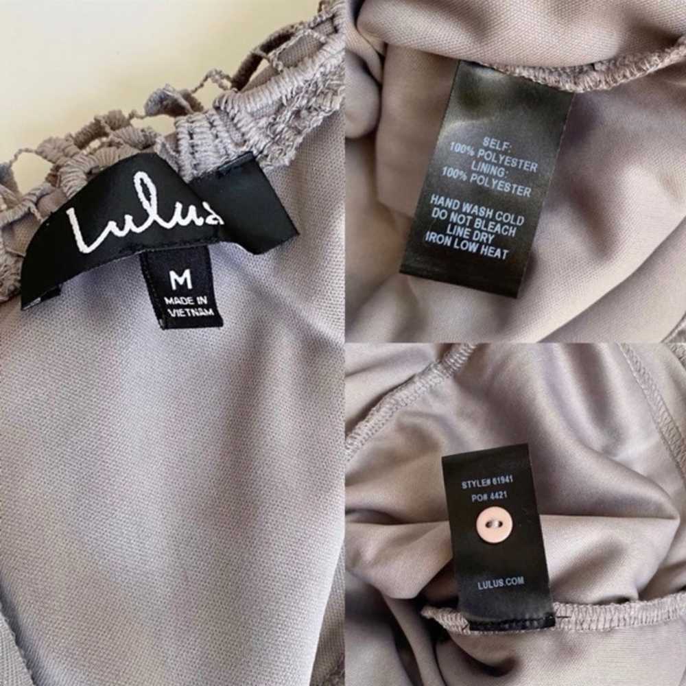 Lulu’s Hidden Talent Backless Grey Floral Lace Mi… - image 9