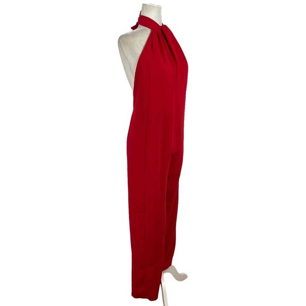 ZARA Halter Neck Jumpsuit Red Open Back Wide Leg … - image 5