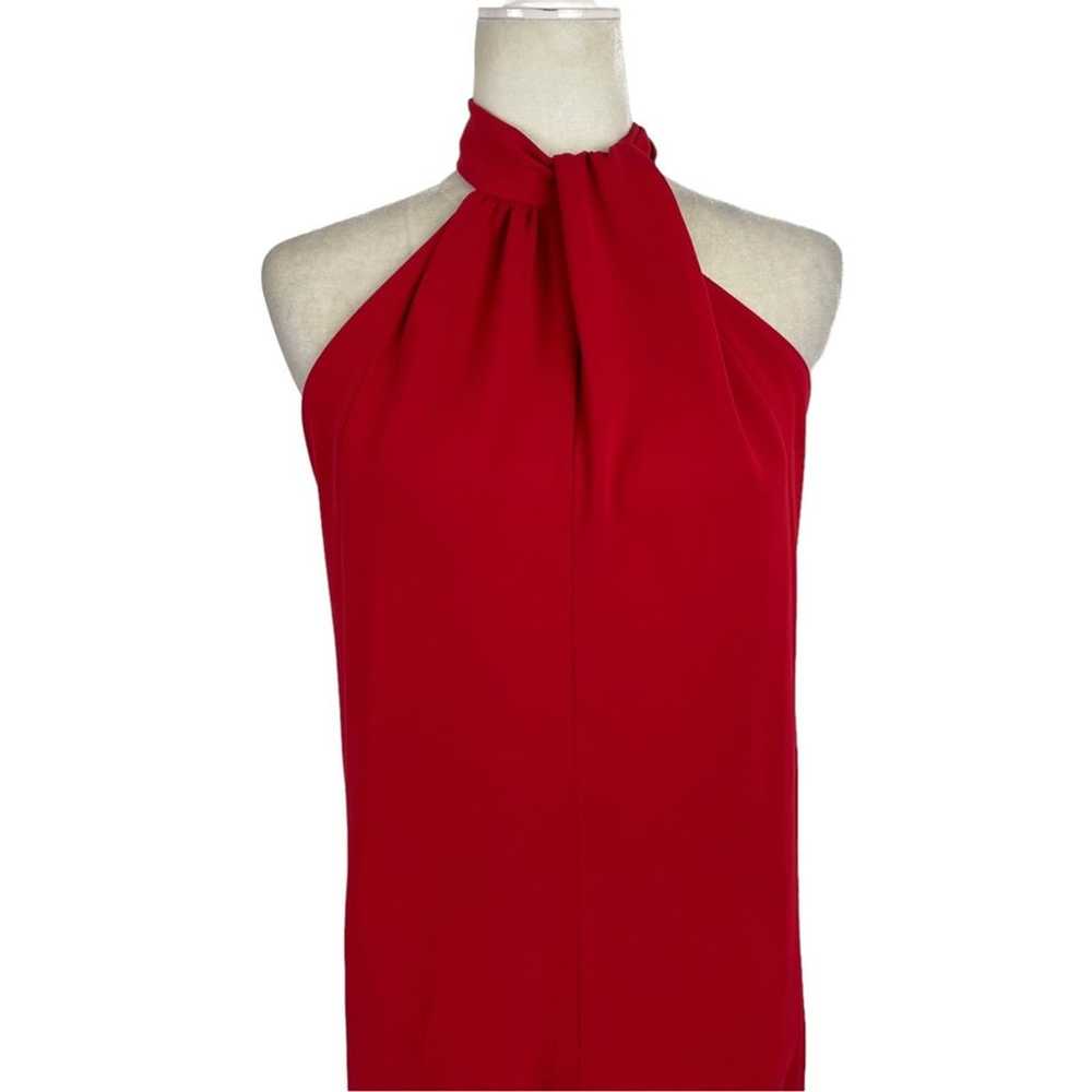 ZARA Halter Neck Jumpsuit Red Open Back Wide Leg … - image 6