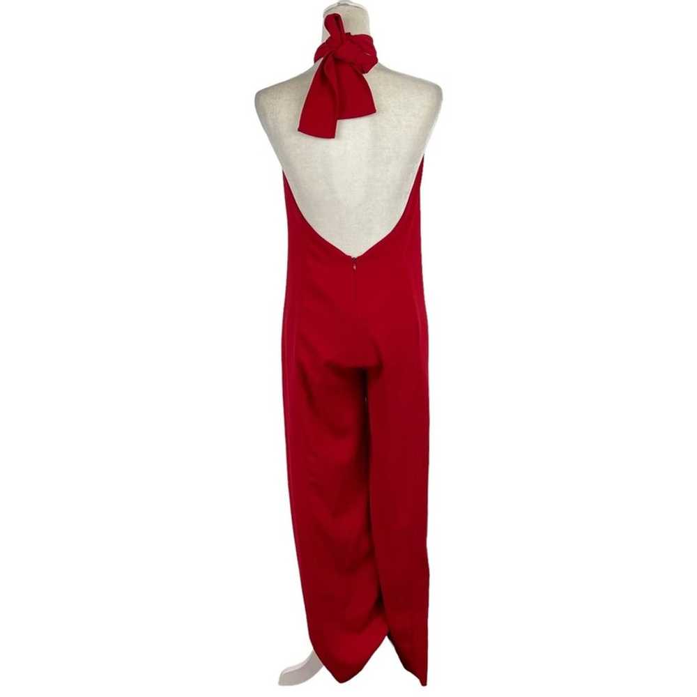 ZARA Halter Neck Jumpsuit Red Open Back Wide Leg … - image 8