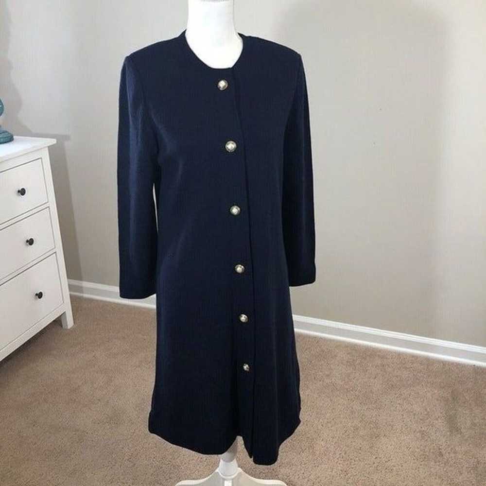 Vtg Castleberry Navy Blue Wool Blend Dress 6  Mod… - image 10