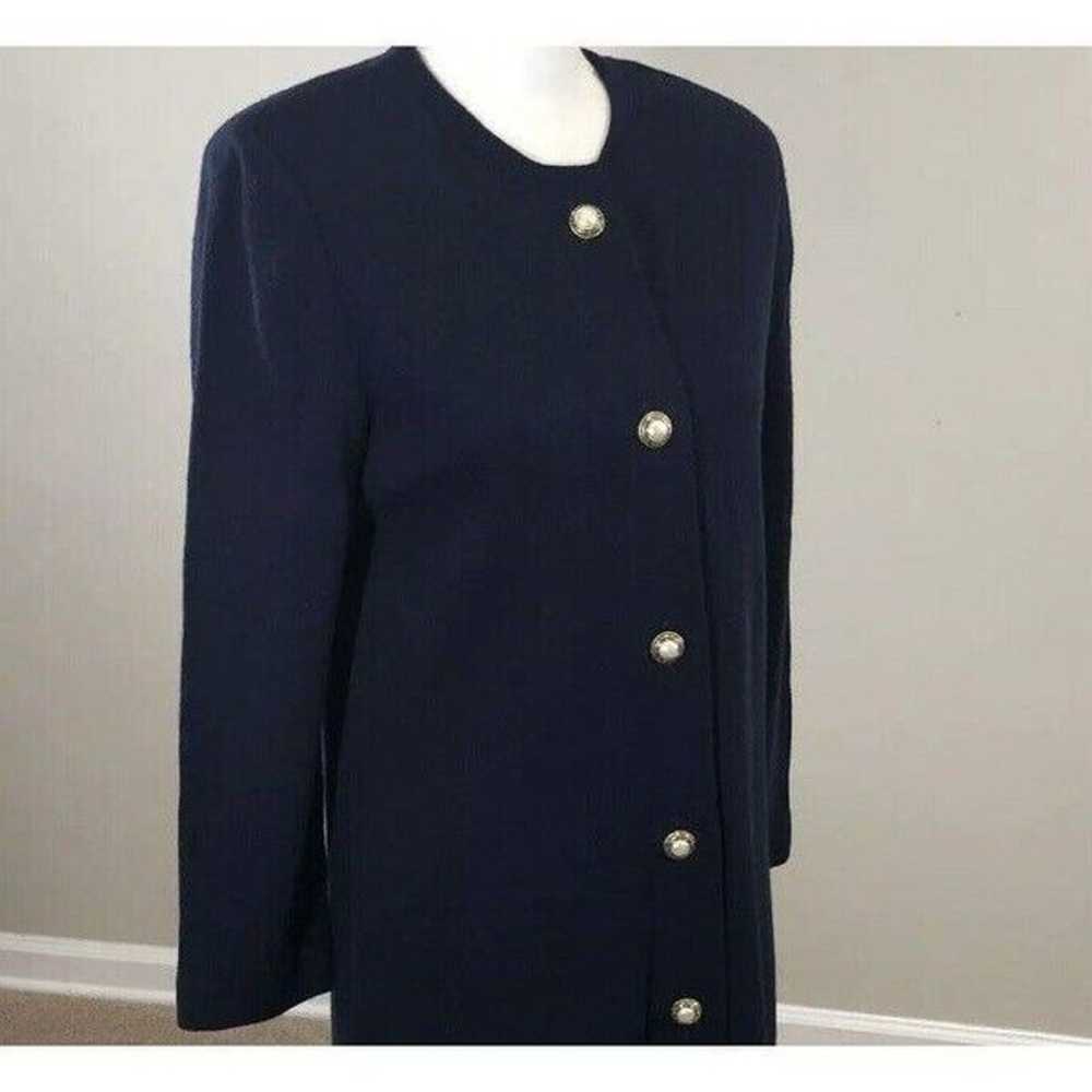 Vtg Castleberry Navy Blue Wool Blend Dress 6  Mod… - image 12
