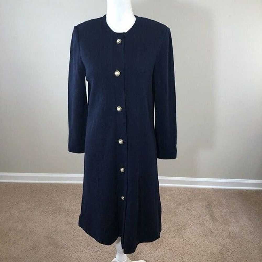 Vtg Castleberry Navy Blue Wool Blend Dress 6  Mod… - image 1