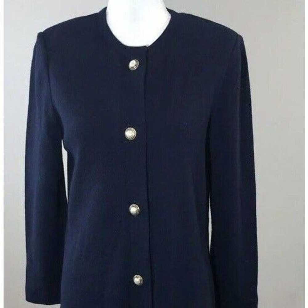 Vtg Castleberry Navy Blue Wool Blend Dress 6  Mod… - image 3