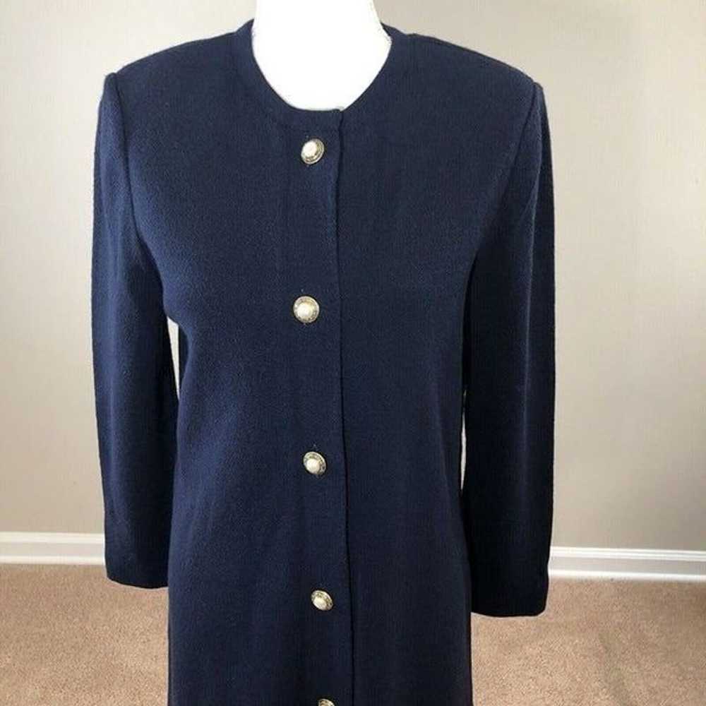 Vtg Castleberry Navy Blue Wool Blend Dress 6  Mod… - image 4