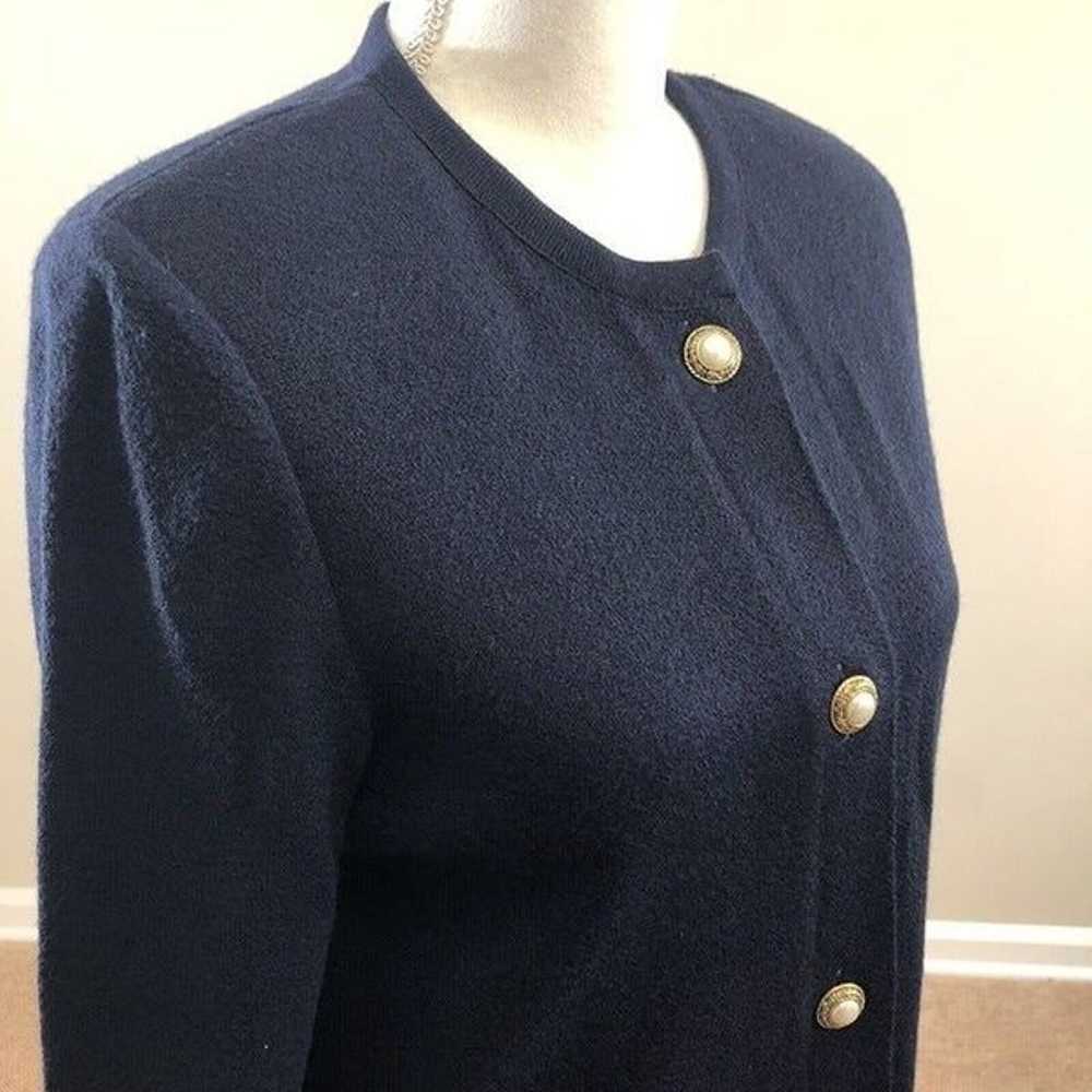 Vtg Castleberry Navy Blue Wool Blend Dress 6  Mod… - image 5