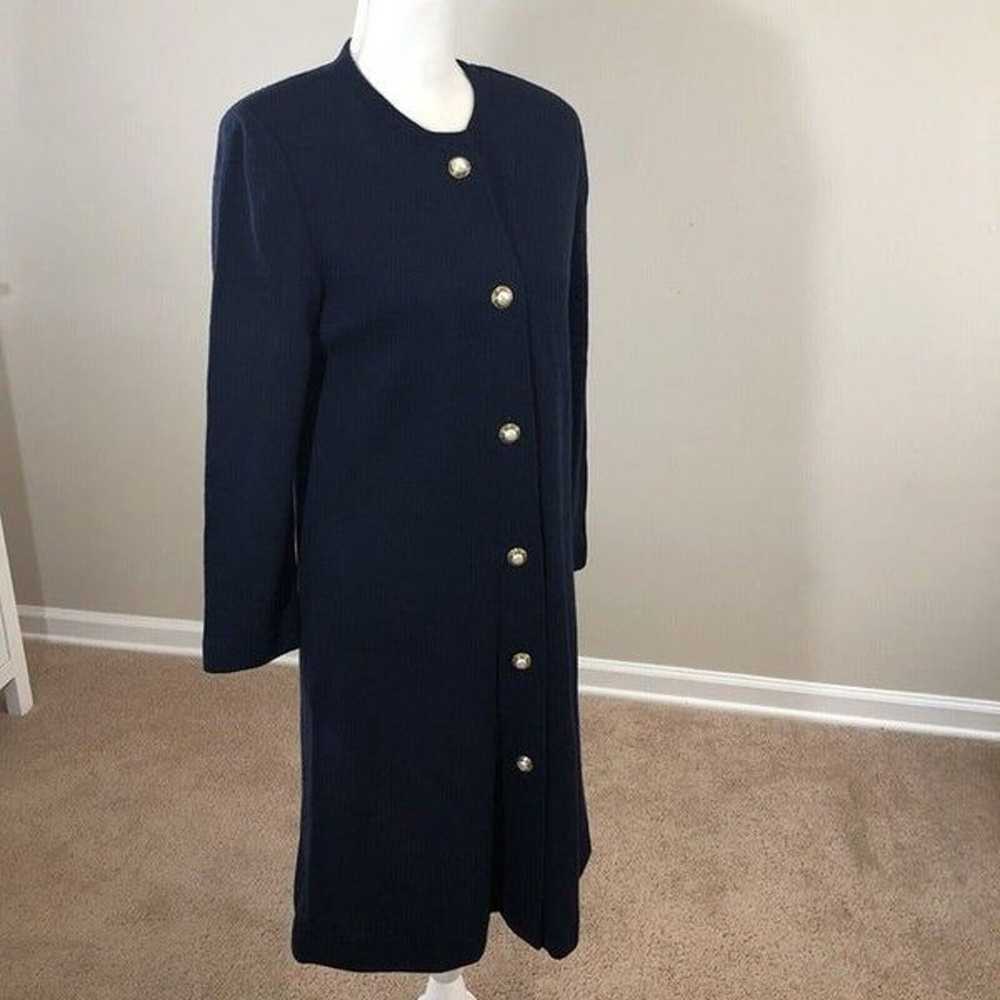 Vtg Castleberry Navy Blue Wool Blend Dress 6  Mod… - image 6