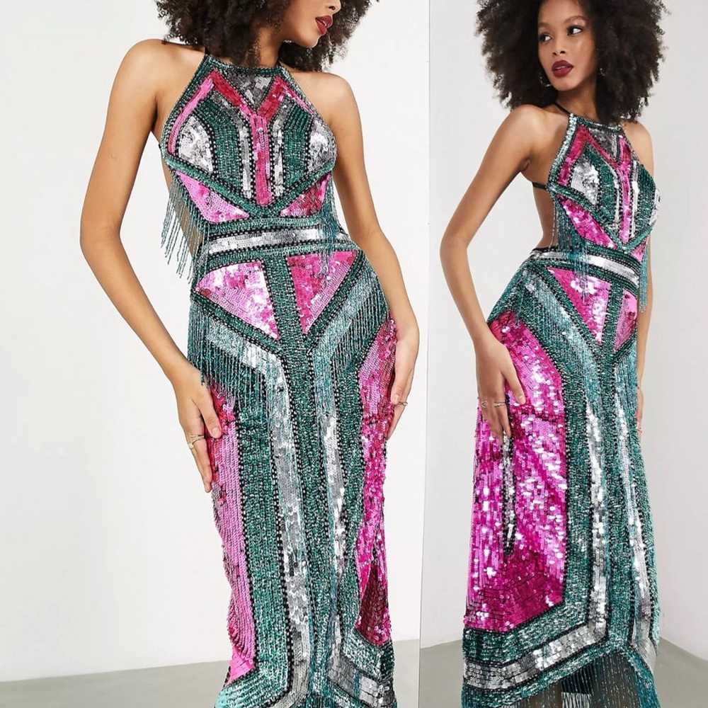 ASOS ART DECO SEQUIN AND BEADED DRESS - image 6