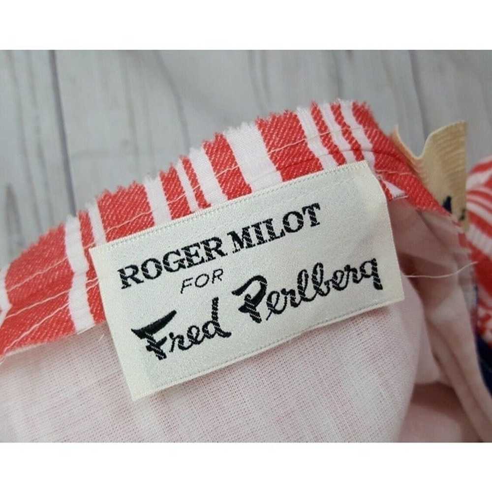 Vintage 70s Roger Milot Navy Top Red Striped Prai… - image 10