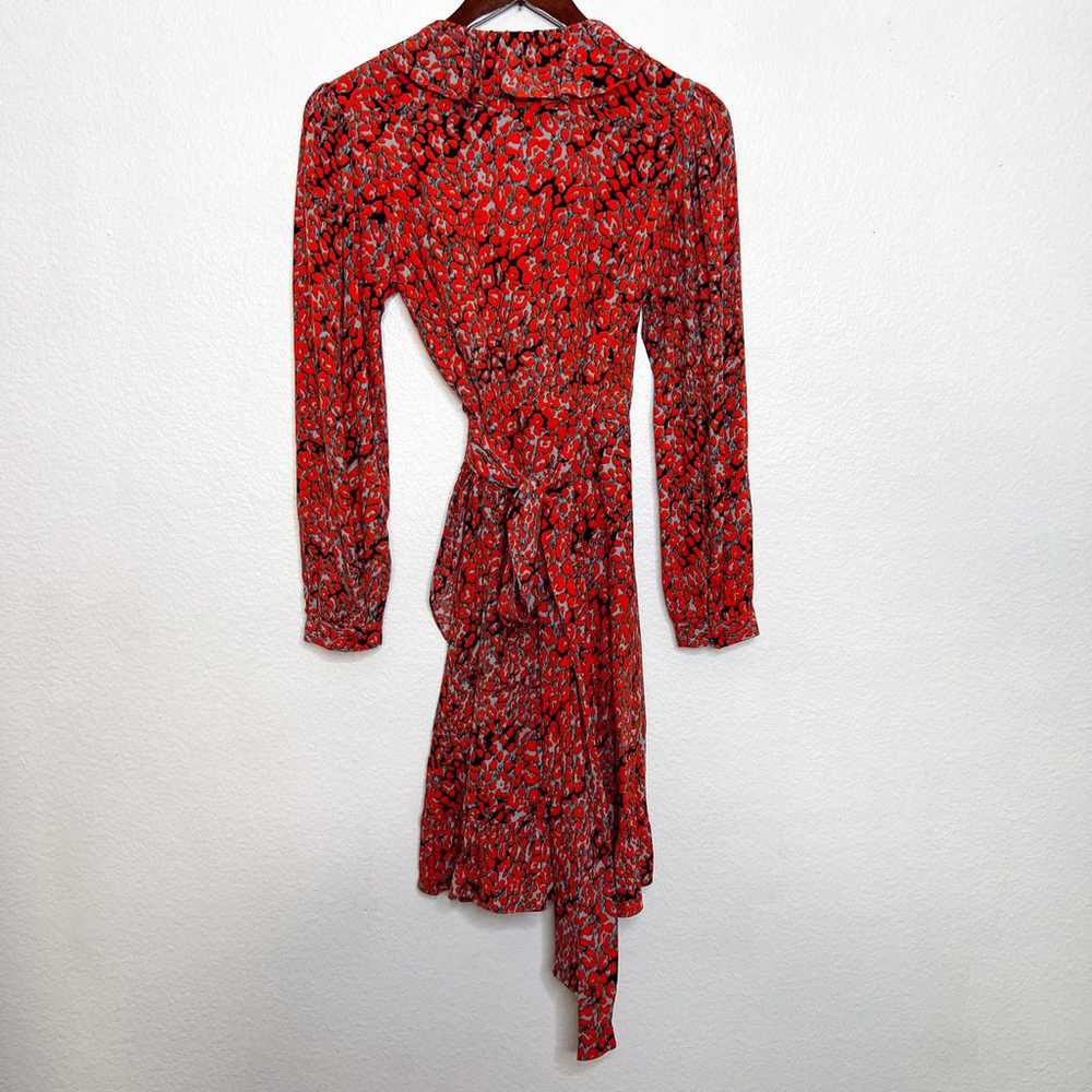Maje Rosetto Leopard Ruffle Trim Wrap Mini Dress … - image 7