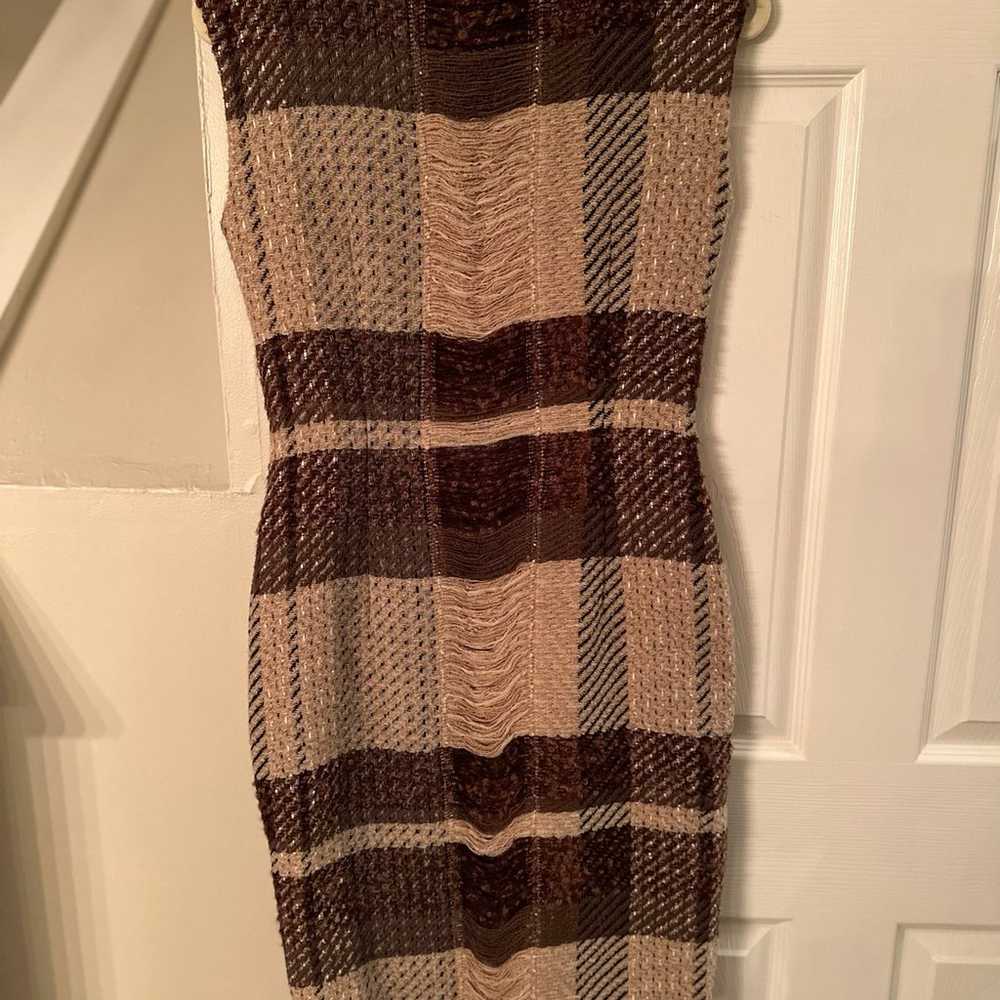 Escada Brown Multi Wool Plaid Sleeveless Dress wi… - image 10