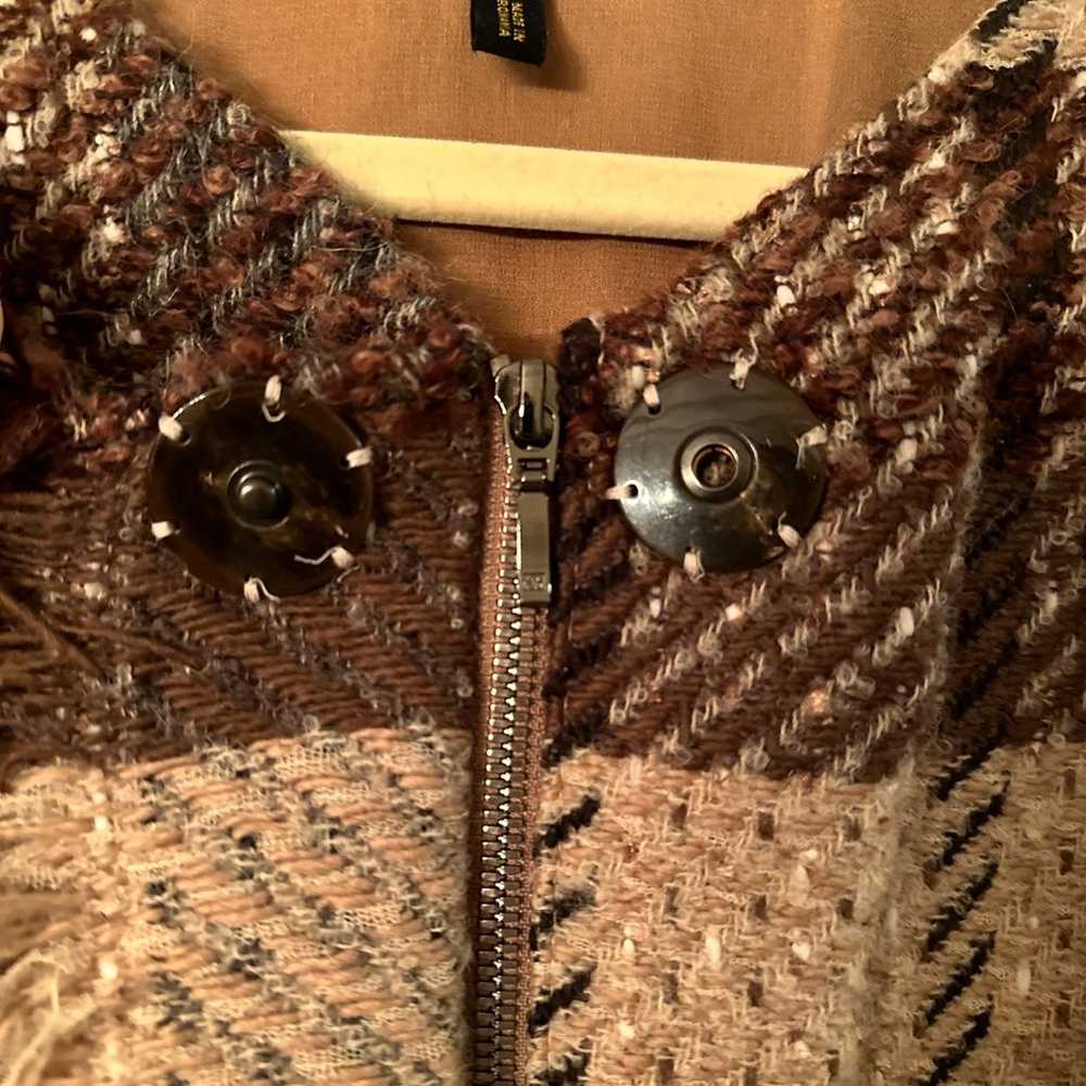 Escada Brown Multi Wool Plaid Sleeveless Dress wi… - image 4