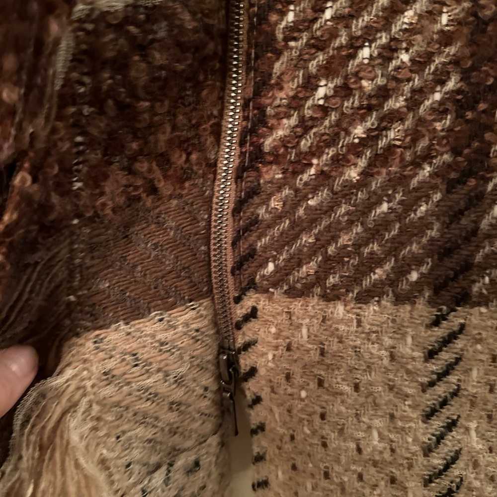 Escada Brown Multi Wool Plaid Sleeveless Dress wi… - image 5