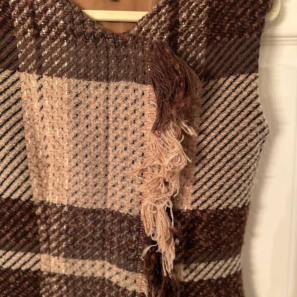 Escada Brown Multi Wool Plaid Sleeveless Dress wi… - image 8